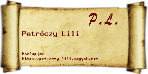 Petróczy Lili névjegykártya