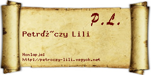 Petróczy Lili névjegykártya